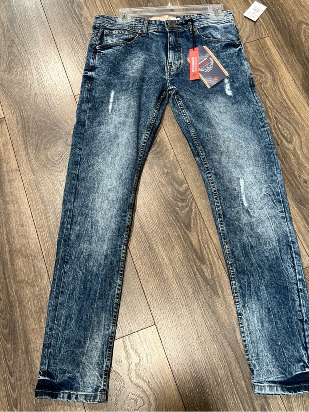 New* With Tags, Akademiks Jeanius  Blue Superior Stretch Jeans Size 30x32